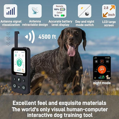 CASMINTON Shock Collar for 2Dogs [CRS01Pro]126 Training Levels,4Powerful Modes With 2.8inch LCD high-definition display100% Safe Training Collar for Large Medium Small Dogs IPX7 Waterproof Blue (Blue)