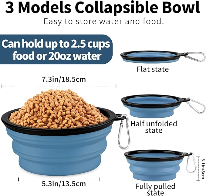 Paercute Collapsible Dog Bowl, Lightweight and Portable, Ideal for Outdoor, Camping, Hiking, Suitable for Dogs