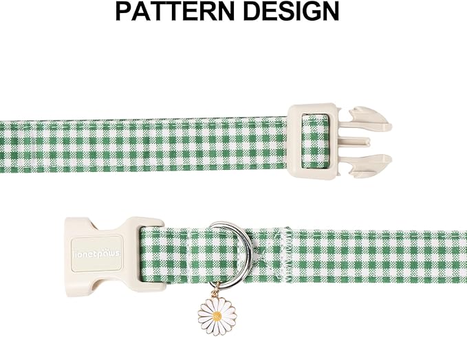 Lionet Paws St. Patrick Dog Collar- Cute Clover Green Dog Collars with Plastic Buckle, Light Adjustable Dog Collars with Clover Pendant for Small Dogs