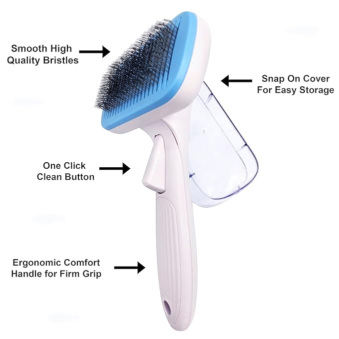Dog Grooming Slicker Brush, Dogs and Cat Self Cleaning Brushes, Best Brushing for Professional Grooming and Massaging Doggies and Cats, Simple Cleaning with Retractable Curved Bristles