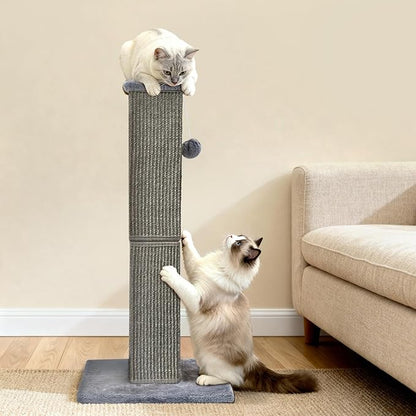 YULOYI Cat Scratching Post 32 Inch for Indoor Large Cats and Kitten, Nature Sisal Tall Cat Scratch Post, Sisal Cat Scratcher Improve Cat's Scratching Habits and Protect Your Furniture, Dark Grey