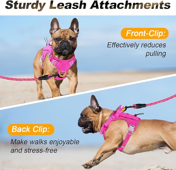 BARKBAY Service Dog Vest Tactical Dog Harness Medium Large Sized Dog Tags Personalized No Pull Adjustable Harness Reflective K9 Working Training Easy Control Military Molle System(Pink,M)