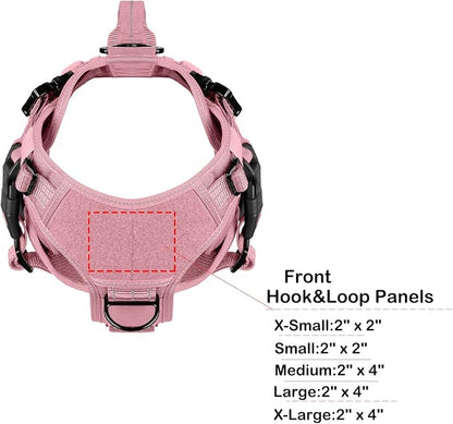 ICEFANG GN3 Tactical Dog Harness for Medium Dogs, 6X Quick-Release Buckles,Dog Molle Vest with Handle,3/4 Body, Hook and Loop Panel for ID Patch,No Pulling Front Clip (M (Chest :25"-31"), Pink)