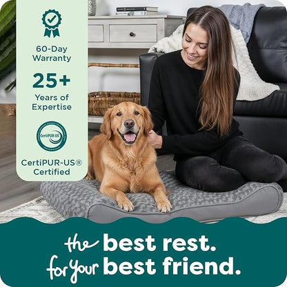Furhaven Orthopedic Dog Bed for Extra Large Dogs w/ Removable Washable Cover, For Dogs Up to 180 lbs - Ultra Plush Faux Fur & Suede Luxe Lounger Contour Mattress - Cream, Giant/XXXL