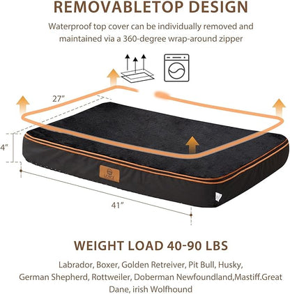 LIORCE Memory Foam XL Dog Bed - 4” Thick Orthopedic Beds for Extra Large Dogs - Waterproof Dog Bed with Removable Washable Cover & Wrap-Around Zipper - Ultimate Comfort and Easy Maintenance