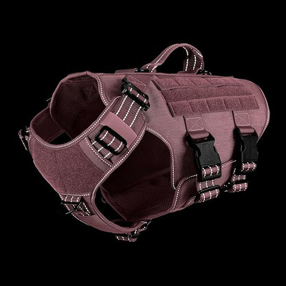 ICEFANG GN3 Tactical Dog Harness for X-Large Dogs, 6X Quick-Release Buckles,Dog Molle Vest with Handle,3/4 Body, Hook and Loop Panel for ID Patch,No Pulling Front Clip (XL (Chest: 31"-40"), Pink)