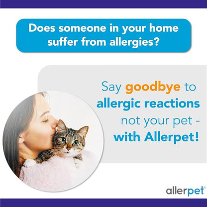 Allerpet Cat Dander Remover w/Free Applicator Mitt & Sprayer - Effective Cat Dander Reduction - Anti Allergen Solution Made in USA - 2 Pack (12oz)