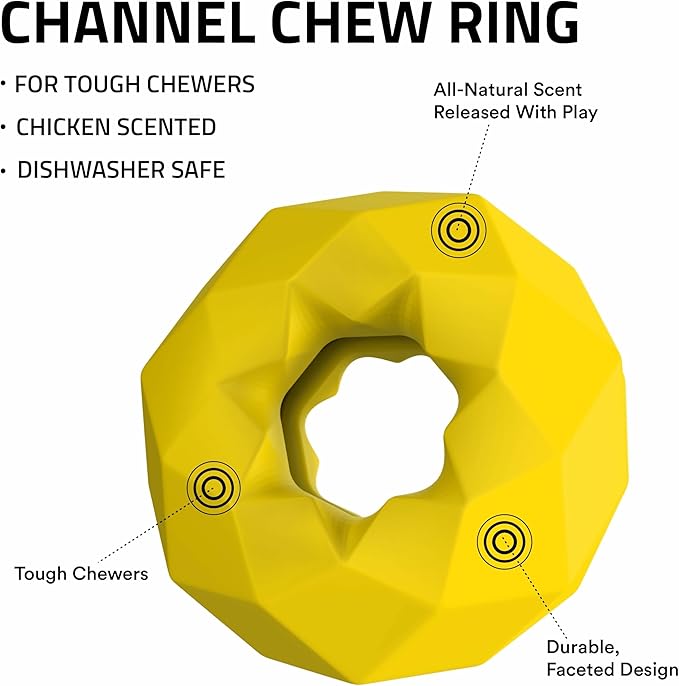 Playology Dog Toys | Channel Chew Ring | Jumbo Chicken Scented Toy - Easy to Clean and Made from Non Toxic Materials