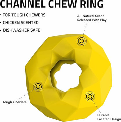 Playology Dog Toys | Channel Chew Ring | Jumbo Chicken Scented Toy - Easy to Clean and Made from Non Toxic Materials