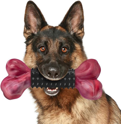 Apasiri Tough Dog Toys for Aggressive Chewers Large Breed, Dog Chew Bone with Bacon Flavor, Nylon & Rubber Chew Toy for Medium Large Dogs