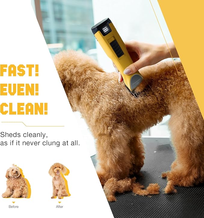Professional Dog Clippers for Grooming with Charging Replacement, Low Noise Pet Grooming Kit for Thick Curly Matted Heavy Coats Cordless Hair Trimmer with 8 Metal Guide Combs for Animal Horse