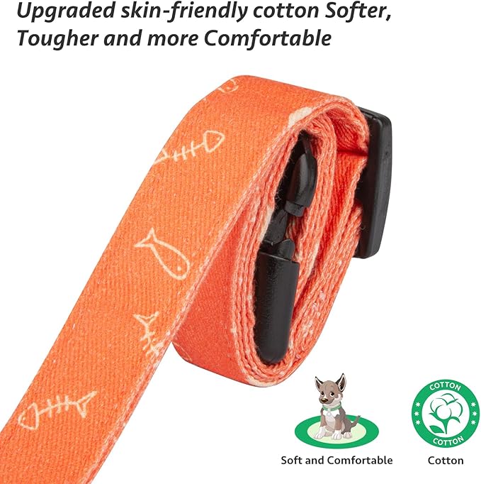 Cotton Handmade Dog Collar Cute and Distinctive Patterns Orange Fish with Pendant for Girl Boy Dogs Collars S