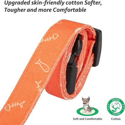 Cotton Handmade Dog Collar Cute and Distinctive Patterns Orange Fish with Pendant for Girl Boy Dogs Collars S
