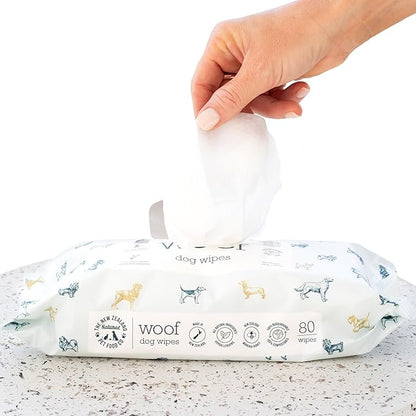 Woof Dog Wipes - Pet Wipes for Dogs with Manuka Honey, Gentle for Body,Eyes,Ears & Paws - 80 Counts-26.5 oz
