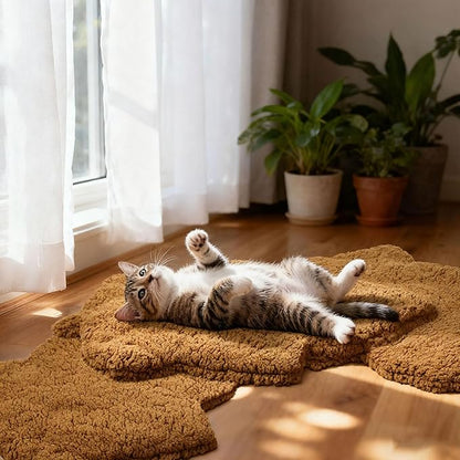BrightRow 3 Pack Self Warming Pet Bed Leaf Shape Self Heating Cat Dog Mat Washable Thermal Sleeping Pad for Indoor Outdoor Hedgehog, Bunny, Sugar Glider, Rat, Chinchilla(Orange,Medium-18 x24)