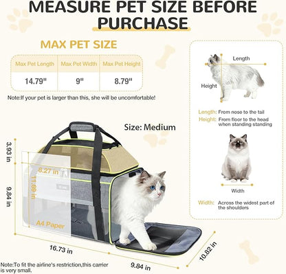 Lekereise Top-Expandable Pet Carrier 17x11x9.5 Inch Alaska Hawaiian Airline Approved Soft Sided Underseat to 12lbs Travel Carriers for Small Cats and Dogs with Locking Safety Zippers Anti-Scratch Mesh