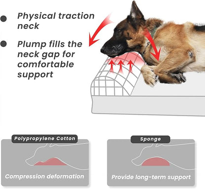 Laifug Orthopedic Memory Foam Extra Large Dog Bed with Pillow and Durable Water Proof Liner & Removable Washable Cover & Smart Design (Large (46"x28"x8"), Black and White Plaid)