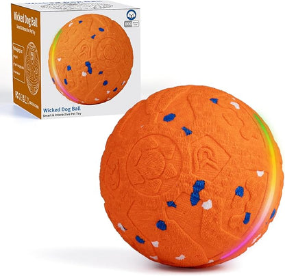 JEISOTHB Interactive Dog Toys Dog Ball, Durable E-TPU Material,3 Play Modes with Colorful Lights, Automatic Moving, Bouncing and Rotating for Medium and Large Dogs Indoor & Outdoor (Orange)
