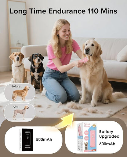 Tawiijou Pet Clippers for Dog Hair Grooming Low Noise, Rechargeable Cordless Cat Shaver with Ceramic Blade,Portable Pet Hair Trimmer for Matted & Long Hair