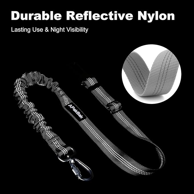 Dog Seat Belt for Car, Adjustable Dog Car Harness Seatbelt for Small Medium Large Dogs, Heavy Duty Travel Safety Restraint with Locking Aluminum Hook & Reflective Nylon Strap, Gray