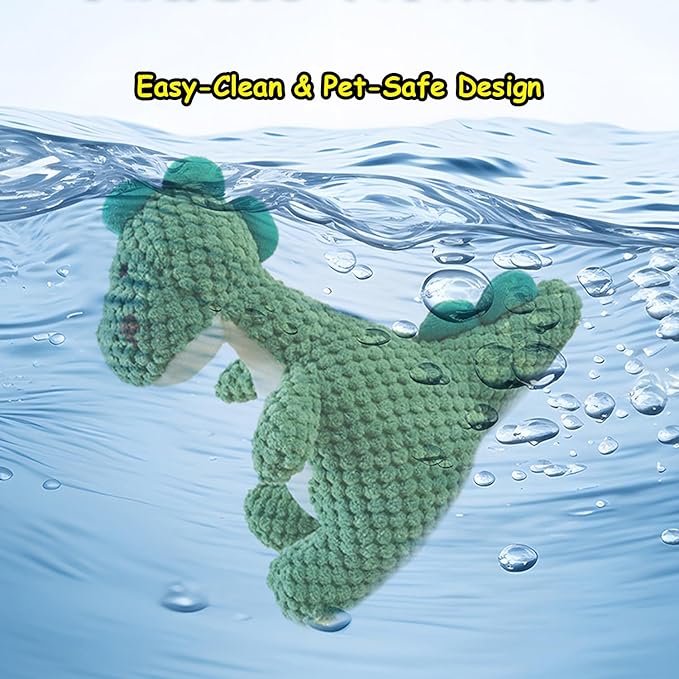 Squeaky Dinosaur Plush Toy for Small Medium Dogs, Textured Chew Toys for Teething Puppies, Fun Interactive Dog Toys for Boredom Relief and Mental Stimulation