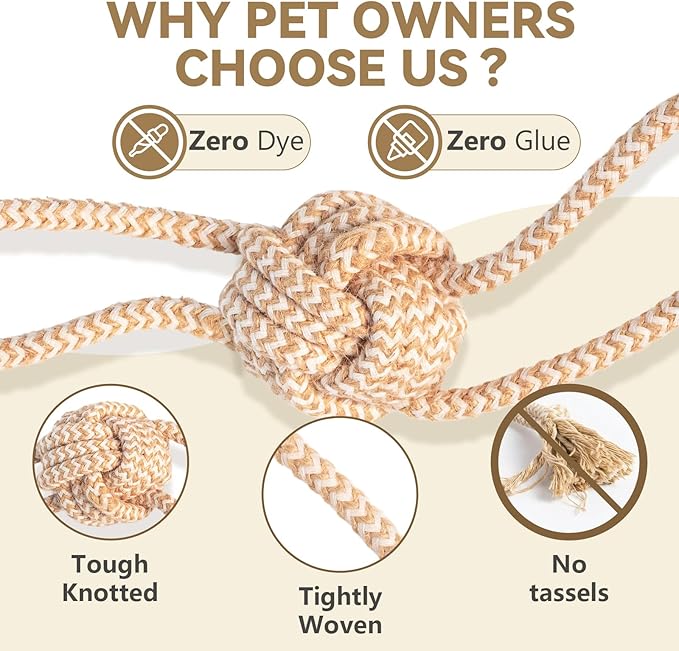 IRRESTRICO Puppy Chew Toys for Teething, Rope Toys for Dogs Training and Play, Durable Chew Rope for Small and Medium Breeds, L Size