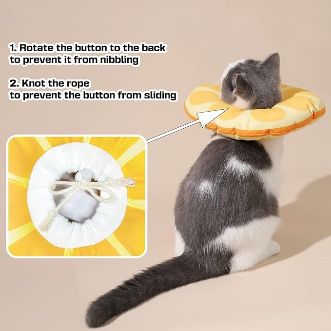 Jevnd Cat Cone Collar Soft Kitten Donut, Cat Cones to Stop Licking After Surgery and Scratching, Waterproof Elizabethan e Collar for Cats After Neuter, Adjustable Comfy Neck Cone Pillow for Kitty