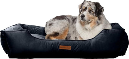 Modern Threads Luxury Dog Bed - Comfortable Tufted Velvet Cushion for Small to Large Dogs - Machine Washable - Durable & Cute Sleep Space for Pets - Pamper Your Pet with Cozy Beds - Denim