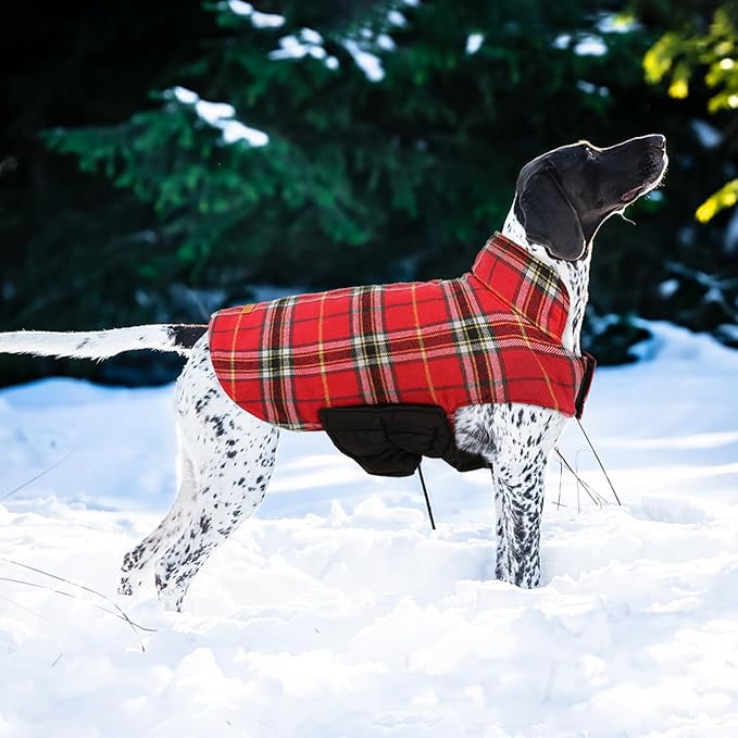 Kuoser Warm Dog Coat, Waterproof Dog Jacket for Extra Large Dogs, Adjustable Durable XXXL Doggie Winter Coat Reversible Puppy Cold Weather Apparel for Large Breed, Bright Red 3XL