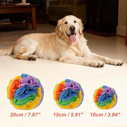 GLIDESMOOTH Snuffle Ball for Dogs, Designed for Small Breeds and Puppies, Interactive Dog Toys, Keeps Pet Busy with Storage Bag Machine Washable, Colorful, Medium