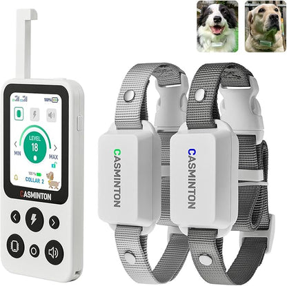 CASMINTON Shock Collar for 2Dogs [CRS01Pro]126 Training Levels, 4 Powerful Modes With 2.8-inch LCD high-definition display100% Safe Training Collar for Large Medium Small Dogs IPX7 Waterproof E Collar