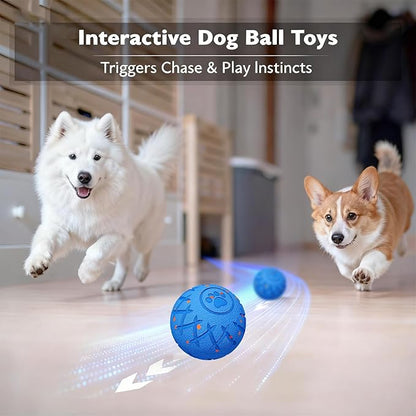 Interactive Dog Toys Dog Ball, Durable Motion Pet Toys for/Small/Medium/Large Dogs, Christmas Birthday Gifts, Automatic Moving, Bouncing and Rotating, E-TPU Material, IP54 Waterproof (Blue)
