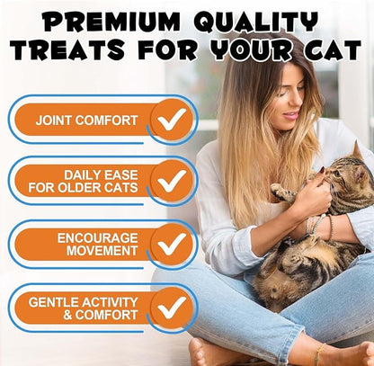 Ruduwu Hip & Joint Bites for Cats - Chicken Flavored Glucosamine Joint Supplement for Cats - Cat Joint Supplement for HIPS & Joints, Cat Arthritis Pain Relief, with Green Lipped Mussel, 3.7 oz