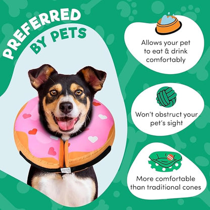 BENCMATE Inflatable Dog Cone Collar Alternative, Soft Dog Cone for Small Medium Large Dogs and Cats, Neck Recovery ECollar Donut Collar After Surgery (Small, HeartShape)