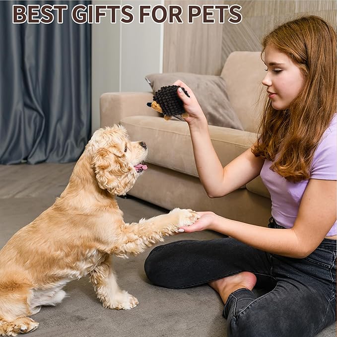 Plush Hedgehog Dog Toys 3 PCS - Squeaky No-Stuffing Hedgehog for Small and Medium Dogs - Keep Your Puppy Busy with Multi-Colored, Suitable for Indoor and Outdoor Throwing Play