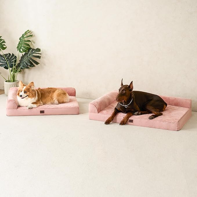 EHEYCIGA XL Dog Bed Memory Foam for Crate, Extra Large Dog Bed Orthopedic with Washable Removable Cover, Waterproof Pet Sofa Couch XLarge Size Dogs, 41x27x6.5, Pink