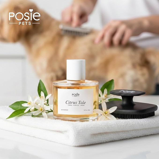 Posie Pets Dog Perfume Spray Long Lasting 4-8 Hours - Water-Based, Vegan Cologne - Luxury, Alcohol-Free Grooming Deodorizer for Dogs with Orange Blossom, Lavender, Vanilla - Citrus Tale, 100ml
