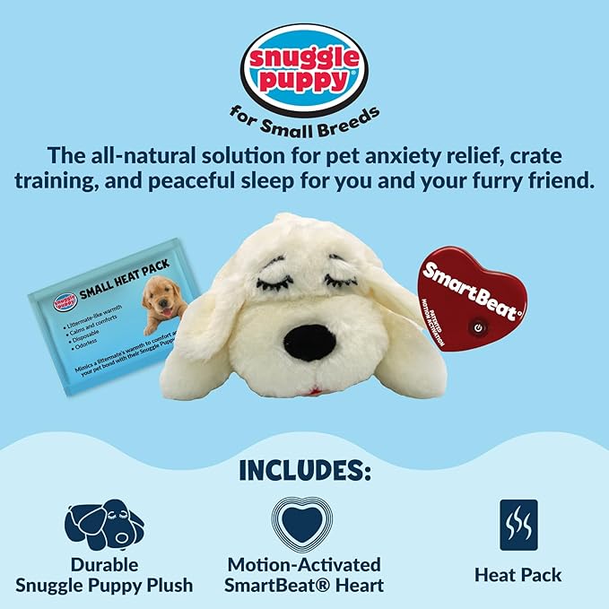 Snuggle Puppy Junior Heartbeat Puppy Toy - Heartbeat Puppy for Dogs - Pet Anxiety Relief and Calming Aid - Comfort Dog Toy - Behavioral Training and Sleep Aid Cuddle Buddy - Golden