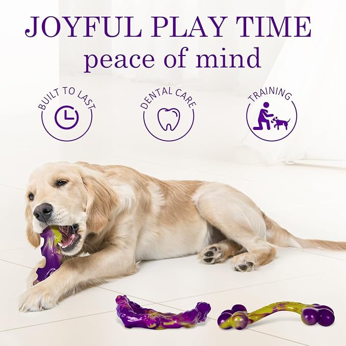 Frienhund Tough Dog Toys for Aggressive Chewers 3 Pack, Indestructible Dog Toy for Large Dogs, Bacon Flavored, Keeps Dogs Busy