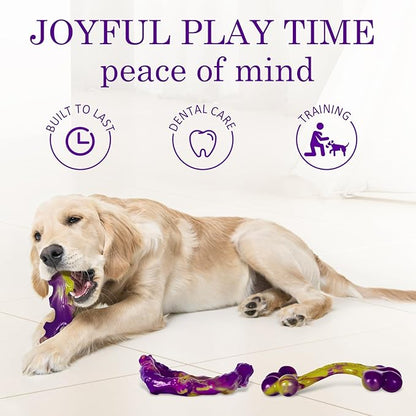 Frienhund Tough Dog Toys for Aggressive Chewers 3 Pack, Indestructible Dog Toy for Large Dogs, Bacon Flavored, Keeps Dogs Busy