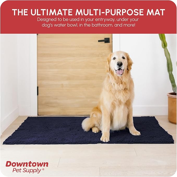 My Doggy Place Dog Mud Mat, 60" x 36" Navy Blue – Thick Microfiber Entry Rug for Snow, Mud & Salt – Absorbent, Quick-Dry, Washer-Safe & Non-Slip, X-Large