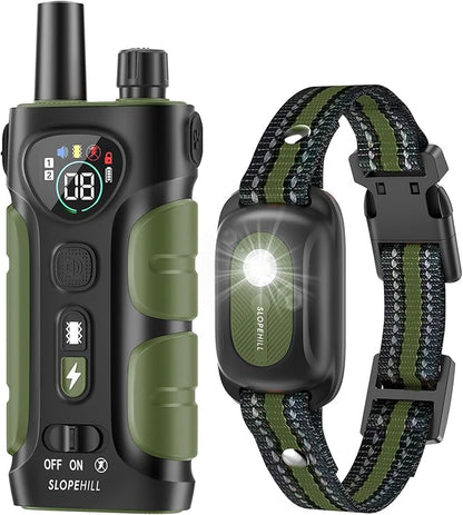 SLOPEHILL Dog Shock Collar,4200FT Dog Training Collar with Remote,IPX8 Waterproof E-Collar with Beep,Vibration,Shock,Flash Light,No Shock Mode,Electric Shock Collar for Small Medium Large Dogs,Green