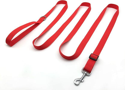 10FT Adjustable Dog Leash, Nylon Dog Leashes for Medium Large Dogs (Red)