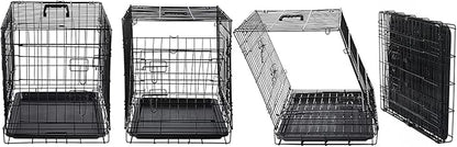 DONORO Dog Crates for Small Size Dogs Indoor Double Door Dog Kennels & Houses for Puppy and Cats, Collapsible Metal Contour Dog Cages (Black, 30.0" L x 19.0" W x 21.0" H)