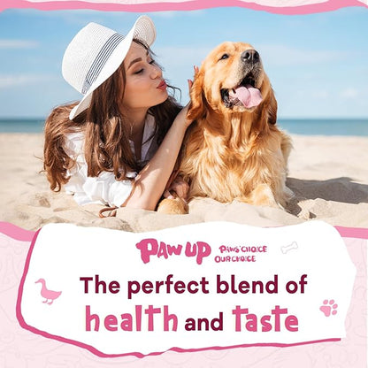 PAWUP Duck Dog Chews, Donut Rawhide Treat, Long Lasting Rawhide Ring, Natural w/Taurine, 12.5oz