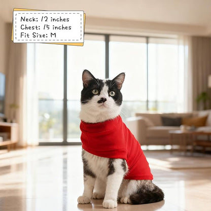 EXPAWLORER Soft Cat Sweater - Sweaters for Cats Only Warm Kitten Clothes, Fall and Winter Pet Coat Pullover Design, Fleece Sweatshirt Clothing Also for Puppy Small Dogs, Bright Red S