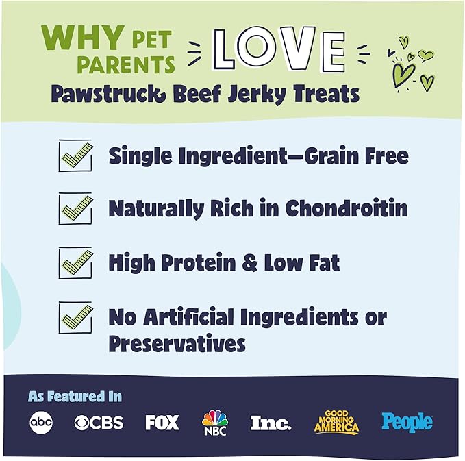 Pawstruck Premium Beef Jerky Dog Treat Chews, Large 10" Strips – Supports Hip & Joint Health, Rich in Glucosamine & Chondroitin, No Added Preservatives – 15 Count