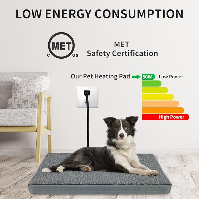 AUPETEK Heated Pet Beds for Indoor/Outdoor Cat & Dog Orthopedic Foam Warming Cat Beds Auto Temperature Control, Washable Cover with Waterproof Liner Thermo Kitty Electric Heating Bed