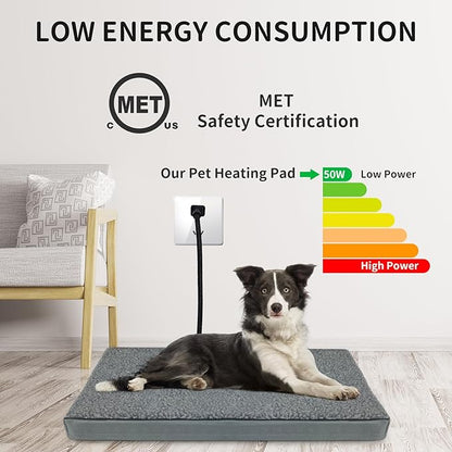 AUPETEK Heated Pet Beds for Indoor/Outdoor Cat & Dog Orthopedic Foam Warming Cat Beds Auto Temperature Control, Washable Cover with Waterproof Liner Thermo Kitty Electric Heating Bed