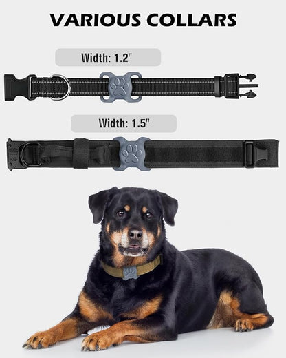 Dynmeow Dog Cat Collar Holder Compatible with Airtag, Anti-Lost Silcione Holder for 1.2 and 1.5 inch Wide Collar, Grey, L(1 Pack)